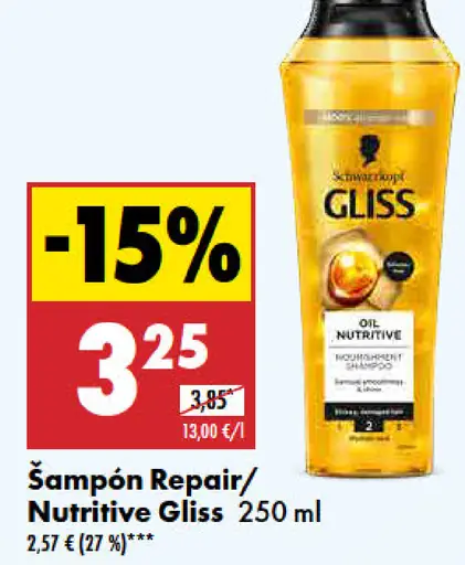 Schwarzkopf Gliss Šampón Repair/Nutritive