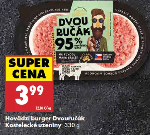 Kostelecké uzeniny hovädzí burger Dvouručák