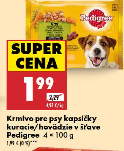 Pedigree Krmivo pre psy kapsičky kuracie/hovädzie v šťave