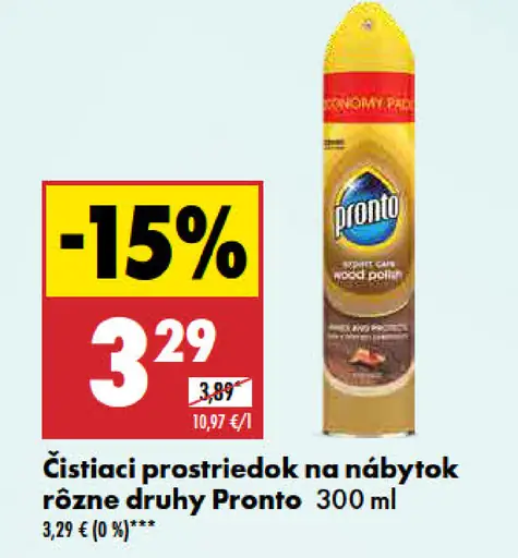 Pronto Čistiaci prostriedok na nábytok rôzne druhy