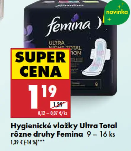 Femina Ultra Total Hygienické vložky rôzne druhy