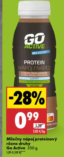 Go Active Mliečny nápoj proteínový rôzne druhy