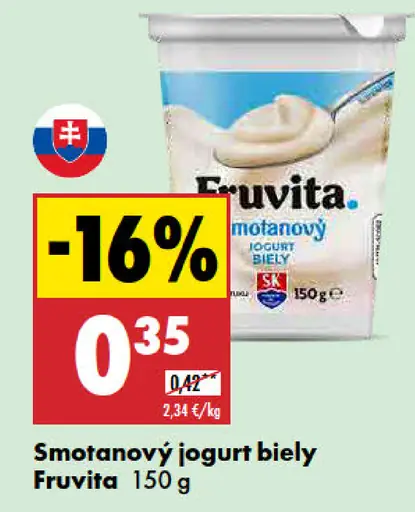 Fruvita smotanový jogurt biely
