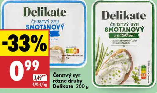 Delikate Čerstvý syr nadýchaný