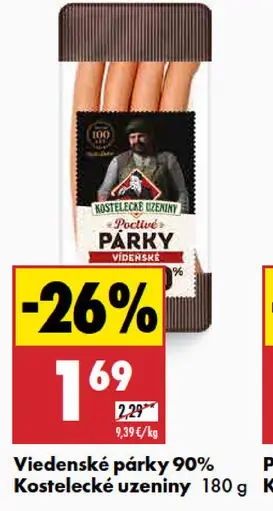 Kostelecké uzeniny Viedenské párky pre deti 90 %