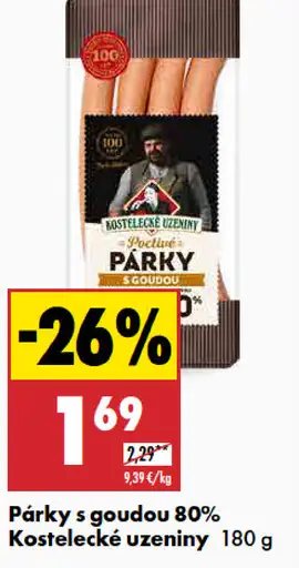 Kostelecké uzeniny Párky s goudou 80%
