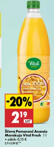 Vital Fresh Šťava Pomaranč Ananás Marakuja