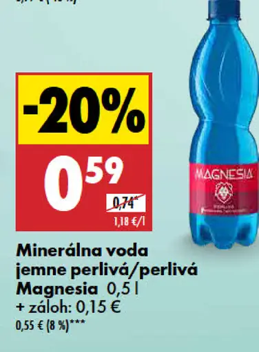 Magnesia Minerálna voda jemne perlivá