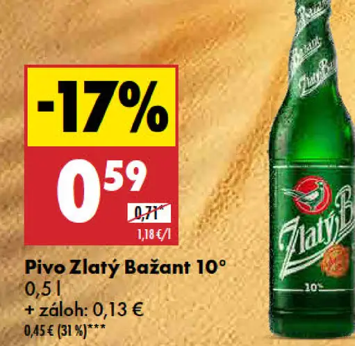 Zlatý Bažant pivo 10°