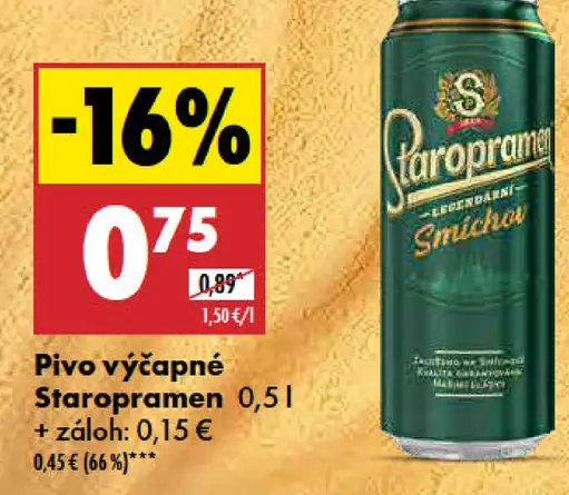 Staropramen pivo výčapné Smíchov plechovka
