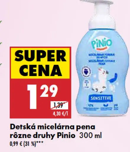 Pinio detská micelárna pena rôzne druhy