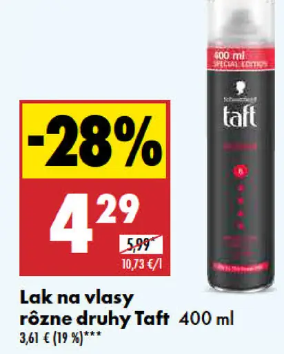 Taft lak na vlasy rôzne druhy