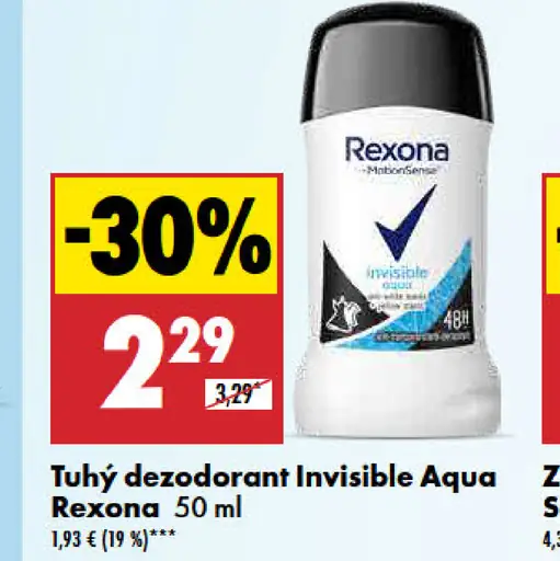Tuhý dezodorant Invisible Aqua Rexona