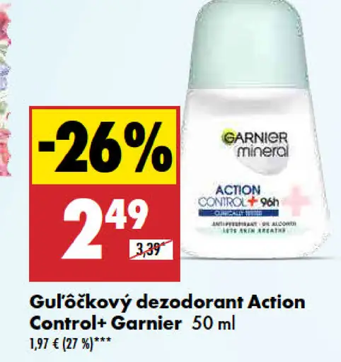 Guľôčkový dezodorant Action Control+ Garnier