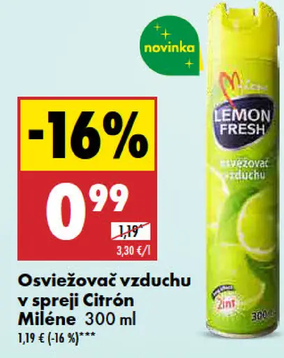 Miléne Osviežovač vzduchu v spreji Citrón