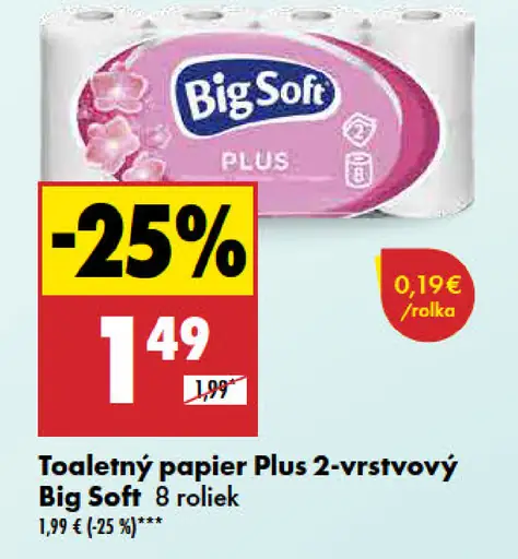 Big Soft Plus Toaletný papier 2-vrstvový