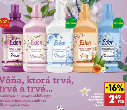 Eden Parfum na pranie rôzne druhy