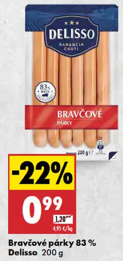 Delisso Bravčové párky 83 %