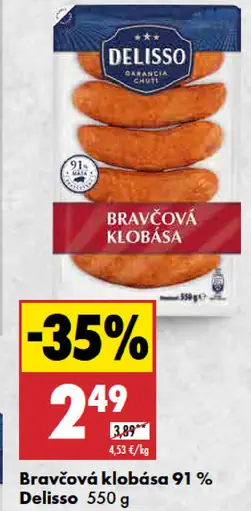 Delisso Bravčová klobása 91%