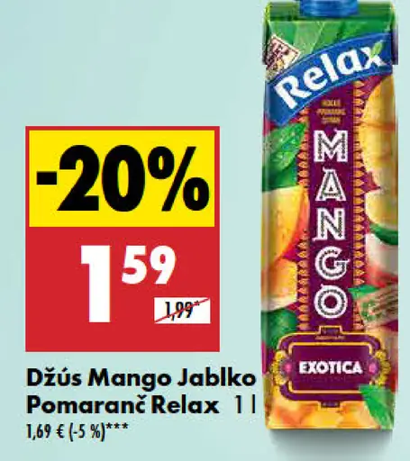 Relax Džús Mango Jablko Pomaranč