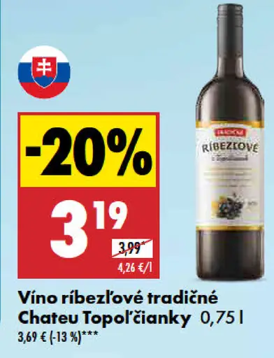 Tradičné ríbezľové Chateau Topoľčianky Vino