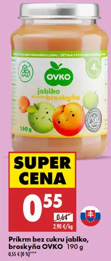 Ovko Príkrm bez cukru jablko, broskyňa