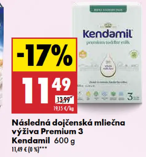 Kendamil Následná dojčenská mliečna výživa Premium 3