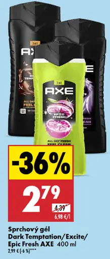 Sprchový gél Dark Temptation/Excite/Epic Fresh AXE