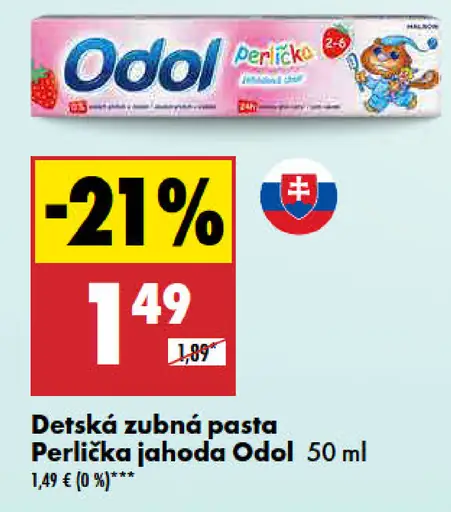 Perlička jahoda Odol detská zubná pasta