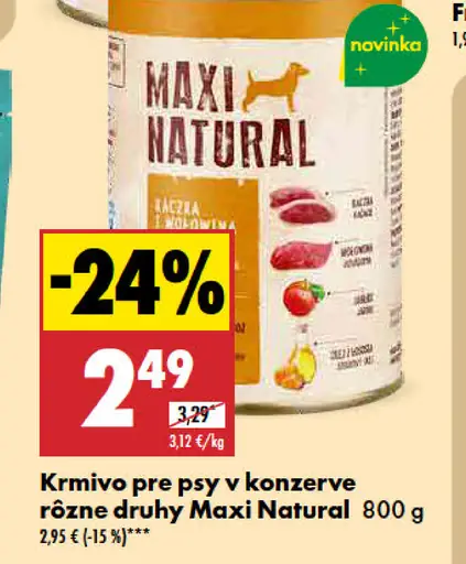 Maxi Natural Krmivo pre psy konzerva rôzne druhy