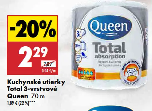 Queen Kuchynské utierky Total 3-vrstvové