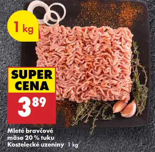 Kostelecké Uzeniny Mleté bravčové mäso 30 % tuku