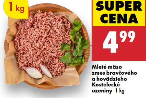 Kostelecké uzeniny mleté mäso zmes bravčového a hovädzieho
