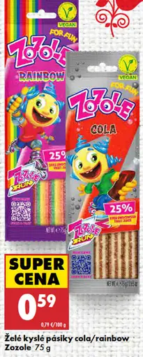 Želé kyslé pásiky cola/rainbow Zozole
