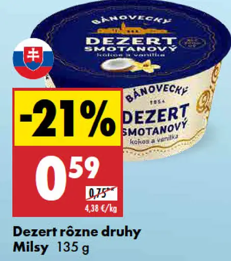 Milsy Dezert smotanový s kokosom a vanilkou