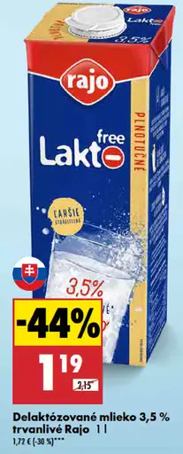 Rajo Delaktózované mlieko 3,5 % trvanlivé
