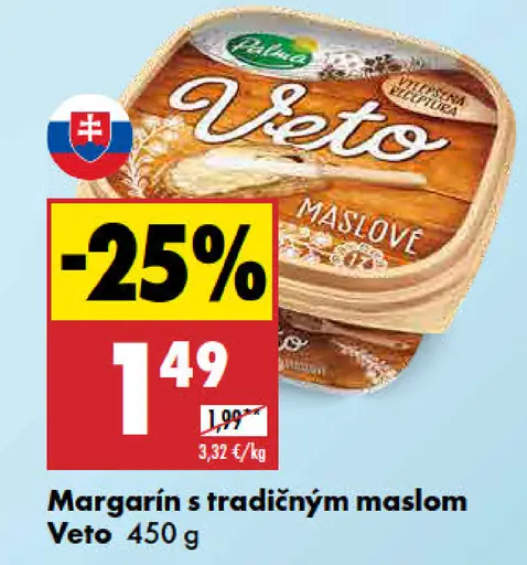 Veto Margarín s tradičným maslom