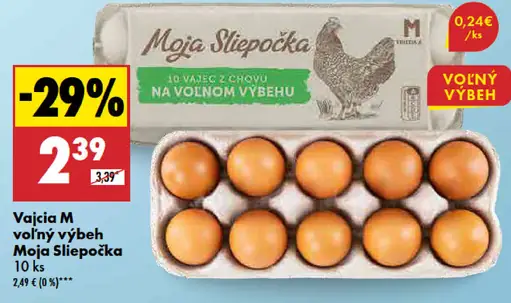 Moja Slipečka Vajcia M voľný výbeh