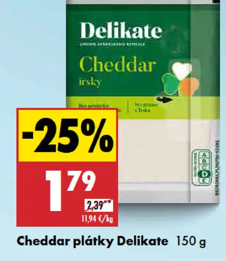 Delikate Cheddar plátky