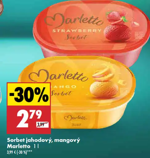 Marletto Sorbet jahodový, mangový