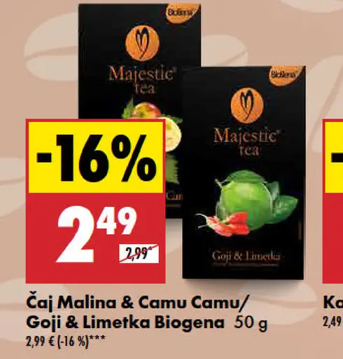 Majestic Tea Čaj Malina & Camu Camu/Goji & Limetka