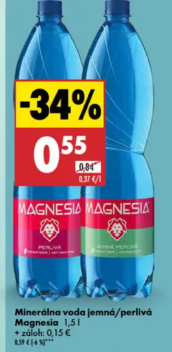 Magnesia Prírodná minerálna voda jemne perlivá
