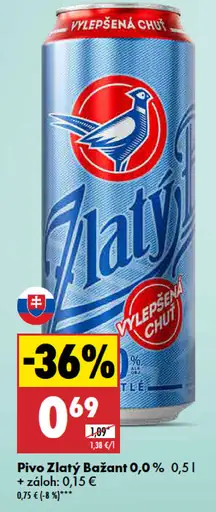 Zlatý Bažant 0,0% plechovka