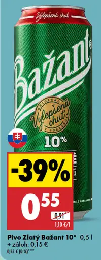 Zlatý Bažant 10° plechovka