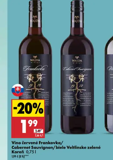 Koreni Vino červené Frankovka Cabernet Sauvignon biele Veltlínske zelené