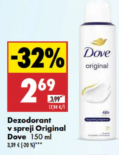 Dove Dezodorant v spreji Original