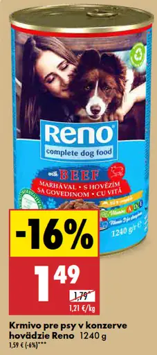 Krmivo pre psy v konzerve hovädzie Reno
