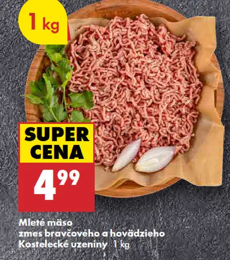 Kostelecké uzeniny mleté mäso zmes bravčového a hovädzieho