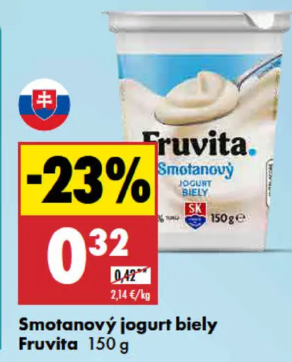 Fruvita smotanový jogurt biely