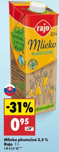 Rajo Mlieko plnotučné 3,5%